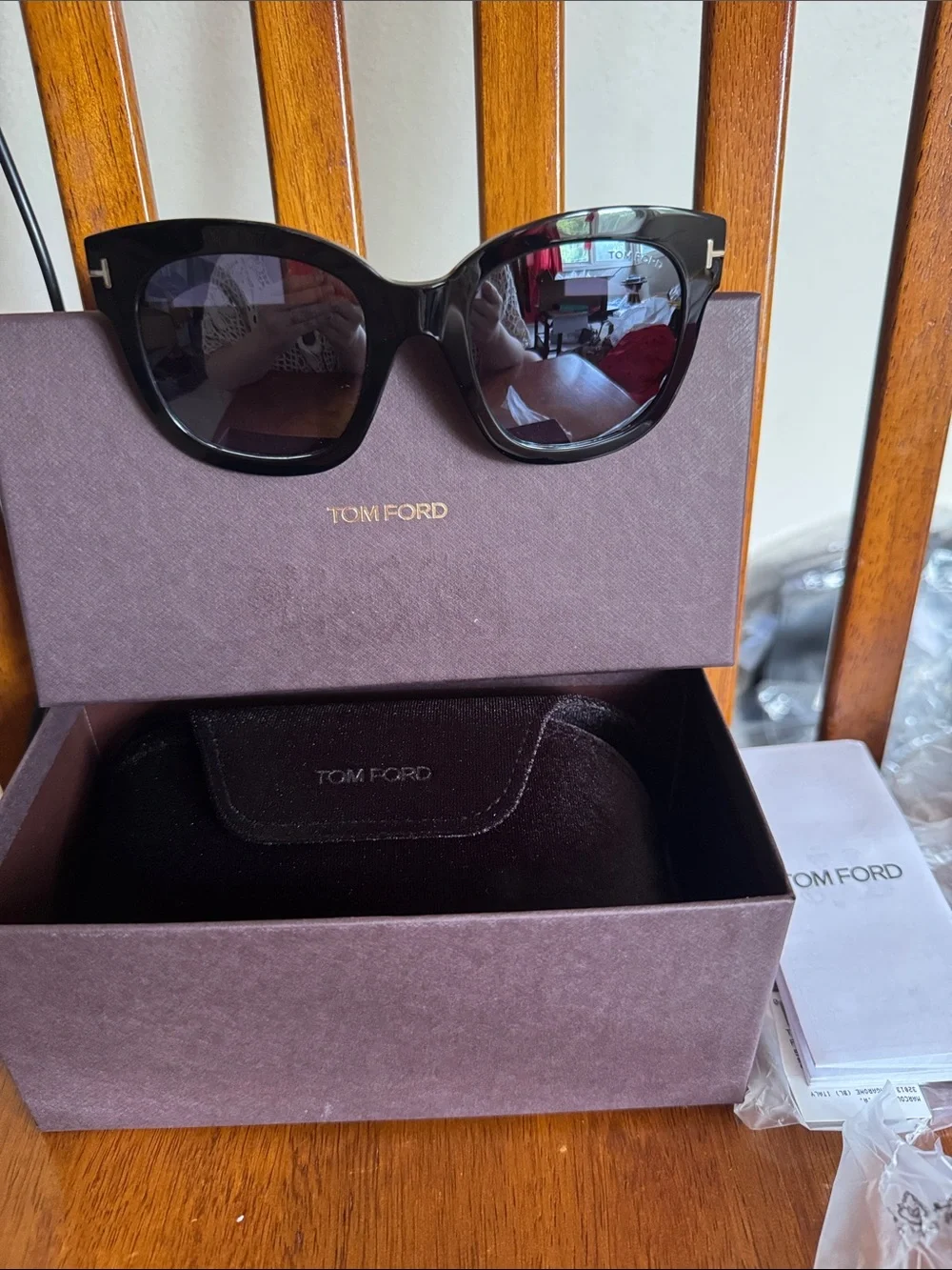 Tom Ford Black Oversized Cat-Eye Women's Sunglasses